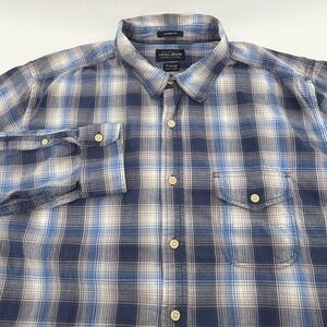 Lucky Brand Mens XL Classic Fit Blue Plaid Long Sleeve Button Down Shirt